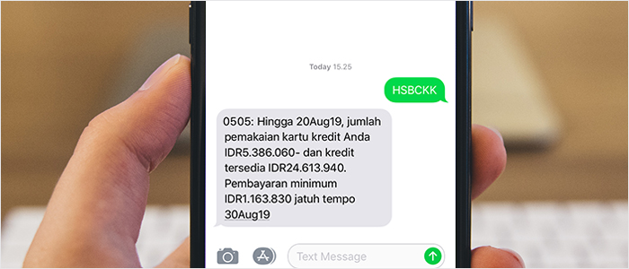 Informasi saldo Kartu Kredit HSBC melalui SMS